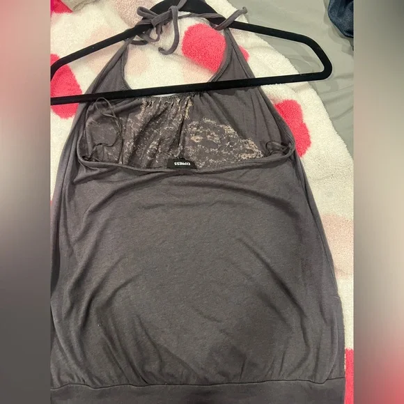 Express halter Elegant Gray and Cream Women's Top - Picture 2 of 4